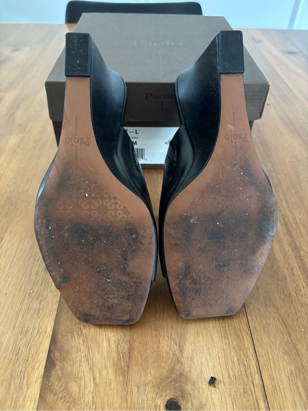 Linea Paolo Black Leather Open-Toe Wedge Mules - Picture 3 of 5